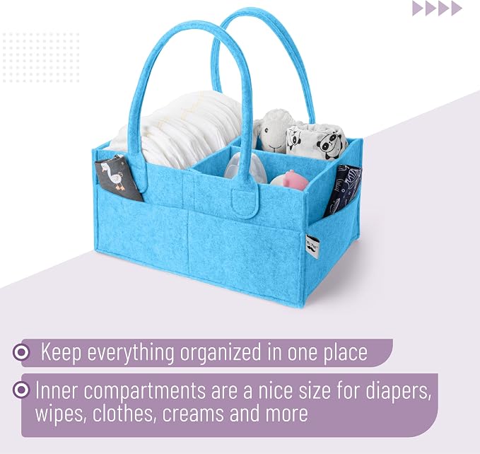 Mr. Pen- Baby Diaper Caddy Organizer, Blue | Nursery Storage Bin and Car Organizer for Diapers and Baby Wipes - Image 4