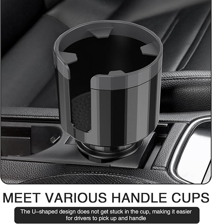 QODOLSI Pack-1 Car Conversion Cup Holder, Within 4.13" Drink Stand from Small to Large Cups Mouth, Rotatable Adjustable Base with Anti-Slip Pad, Universal Plug-and-Play Cup Holder for Cars (Black) - Image 6