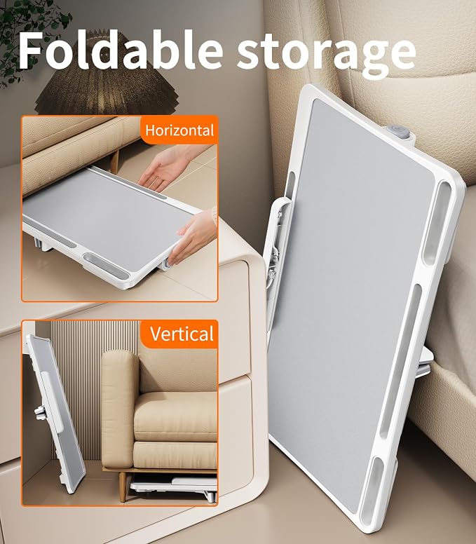 Laptop Desk for Bed,Adjustable Height Lap Desks Bed Tray,Portable Folding Couch Table with Bookstand,Car Rear Seat Sofa Floor Laptop Tray Stand for Adults Kids Eating Breakfast,Writing,Reading - Image 4