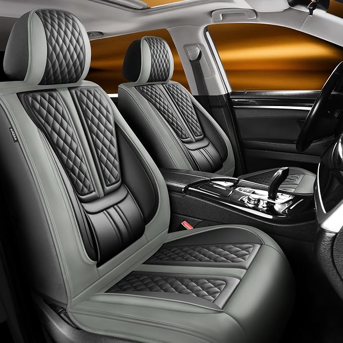Fit Liberty Car Seat Covers Compatible with Jeep Liberty 2002-2010 2011 2012.Full Coverage Waterproof Leather,Compatible with Airbag,All - Weather Seat Cushion Protector(2 Front,Grey) by Unknown