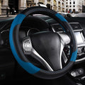 Leather Car Steering Wheel Cover, Universal Fit for Most Cars, Blue-2 | Microfiber Leather,Non-Slip Breathable Auto Steering Wheel Protector by Szttswamp