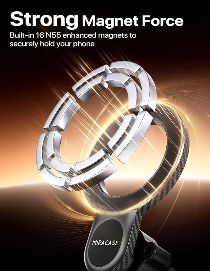 miracase for MagSafe Car Mount, [Strong Magnetic] 2026 Hands Free Phone Holders for Your Car, Universal Cup Holder Phone Holder for iPhone 17 16 15 14 13 12 Pro Max, Samsung & More Smartphones - Image 3