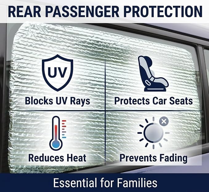 Custom Fit Car Side Window Sunshade for 2023 2024 2025 Cadillac Lyriq 2023 2024 - Set of 4 Front and Rear Window Sun Shades, Reflective UV Heat Shield, Real Aluminum Foil, Custom Cut - Image 6