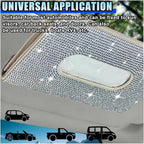 Bling Car Sun Visor Tissue Box Holder, PU Leather Auto Paper Towel Cover, Glitter Crystal Rhinestone Napkin Holder, Car Decoration Accessories for Women (Beige/White) - Image 3