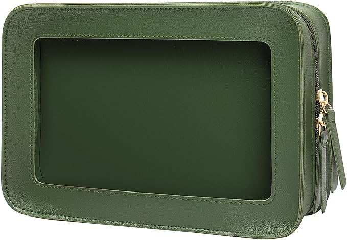 Clear Makeup Bags,TSA Approved Toiletry Bag with Zipper,Sunscreen Bag Clear Makeup Toiletry Pouch Beach Vacation Essentials for Women Teen Girls Gifts(Vintage Green) by LETGO