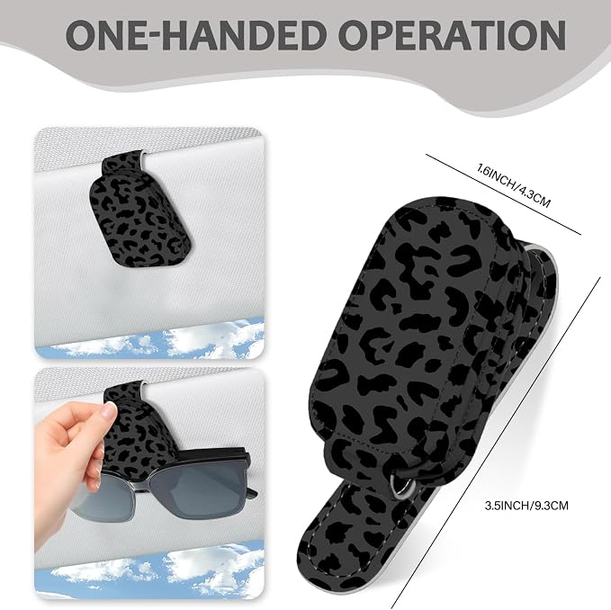 2 Pack Sunglass Holder for Car Visor, Universal Magnetic Car Sunglass Holder for Different Size Eyeglasses, Car Visor Accessories (Leopard-Black) - Image 6