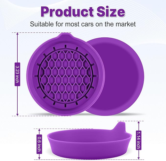 Car Cup Holder Coaster, Silicone Cup Holder Insert, Universal Non-Slip Cup Holders, Car Accessories Interior for Women and Man 4 Pack Purple - Image 5