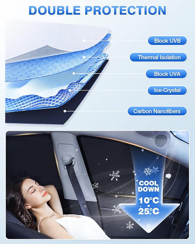 Canvcle Windshield Sun Shade for 2018-2023 Volkswagen VW Tiguan Side Rear Window Shade Cover Sun Visor Shield Privacy Protection Keep Vehicle Cool Black 8PCS - Image 4