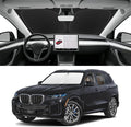 Custom Fit Windshield Sun Shade for BMW X5 2019-2026 | Blocks UV Rays and Sun Heat, Helps Reduce Interior Temperature, Protects Dashboard from Fading, Folds Easily for Storage by SLOGENTO