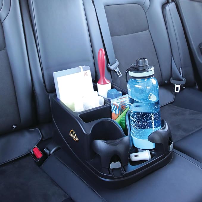 Armor All Car Console Organizer, Car Seat Organizer with 2 Adjustable Cup Holders, 3 Large Storage Compartments, Seatbelt for Secure Hold, Vehicle Middle Seat Organizer for Cars, Trucks, Minivans - Image 6