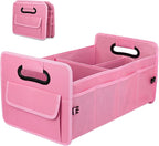 Car Trunk Organizer, Collapsible Car Organizers and Storage Large Pink | Sturdy, Strong Capacity, Clean Decor, Multi Compartment Container Box, Adjustable Car Accessories for SUV Sedan Truck by JiatuA