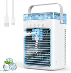 Portable Air Conditioners, Personal Evaporative Air Cooler, 3-Speed Small AC Fan, 8H Auto-off, Mini Air Conditioner, Cooling Fan for Car, Desktop, Camping, Bedroom, Office (Blue) by Tiptop+Home