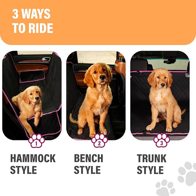 Pink XL Dog Car Hammock Back Seat Cover, Waterproof Backseat Cover Protector for Truck Bench Rear of Sedans or SUVs, Essential Pet Supplies Vacuum or Wipe Clean, Machine Washable - Image 7