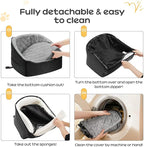 Dog Car Seat for Small Dogs Up to 30 Lbs, Pet Travel Safety Bed for Puppy Cat, Fits in Front/Back Seat, Anti Slip Base, Fully Detachable Washable with 2 Safety Tether(Grey-Black) - Image 6
