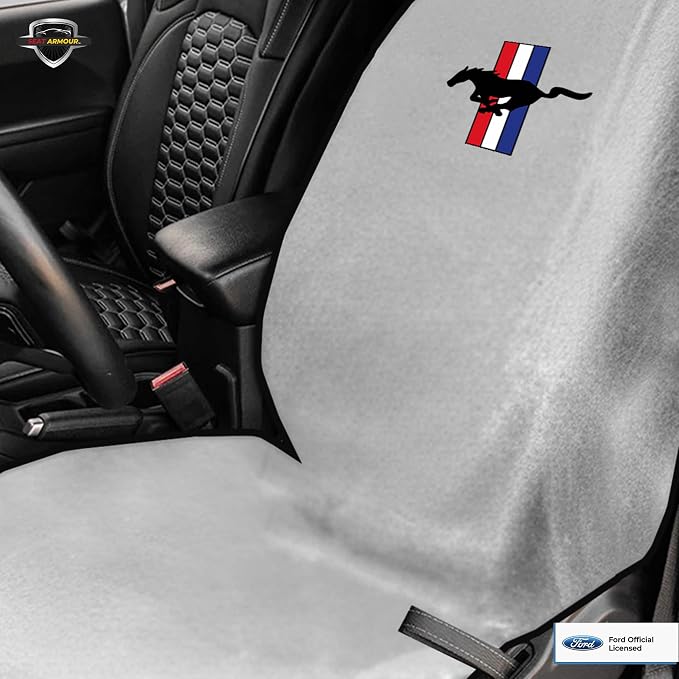 Seat Armour Seat Protector Towel for Mustang Pony – Soft Machine Washable Car Seat Cover Towel – Easy to Install, Multipurpose Car Seat Towel – Gray - Image 7