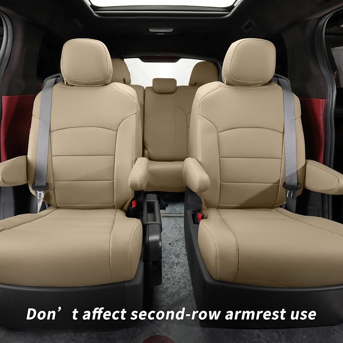 coverdream Odyssey Car Seat Covers Custom Fit for 2004-2010 Honda Odyssey,2nd-Row Captain Seat,Fully Covered,Luxury Waterproof Faux Leather Car Seat Protector(Beige) - Image 2