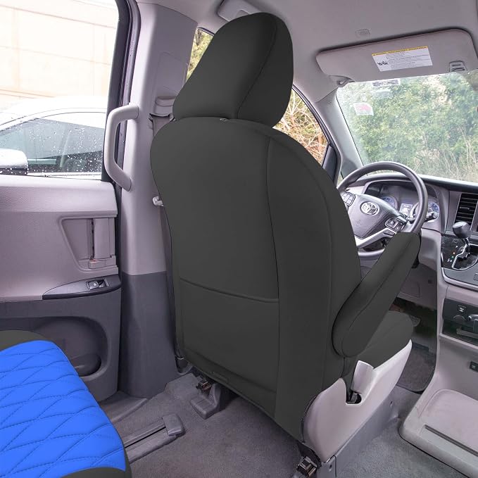 FH Group Custom Fit Car Seat Covers Specifically Made for 2011-2020 Toyota Sienna 7-8 Seater with Ultraflex Neoprene Water Resistant Automotive Seat Covers - Front Set Blue - Image 7