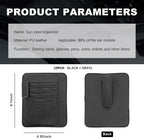 Dickno 2PCS Small Leather Car Sun Visor Organizer, Multifunctional Auto Visor Document Holder with Sunglasses Clip, Universal Car Interior Organizer for Drving License, Card, Pen (Black+Gray) - Image 2