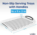 Food Trays for Eating on Couch - 2 Pack - Non Slip Dinner Trays for Eating Set of 2 Non Slip Serving Tray and Food Tray with Handles (White) - Image 2