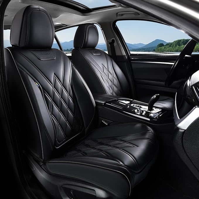 Coverado Car Seat Covers Full Set, Seat Covers for Cars, Front Seat Covers and Back Seat Cover Waterproof Leather Automotive Seat Cover, Universal Car Interior Protectors Cushion for Most Cars - Image 9