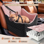JOEJOY Elevated Dog Car Seat for Small/Medium Dogs up to 35 lbs, Memory Foam Booster Seat with Detachable Washable Cover, Travel-Safe Car Bed with Safety Belts & Storage Pockets, Pink - Image 3
