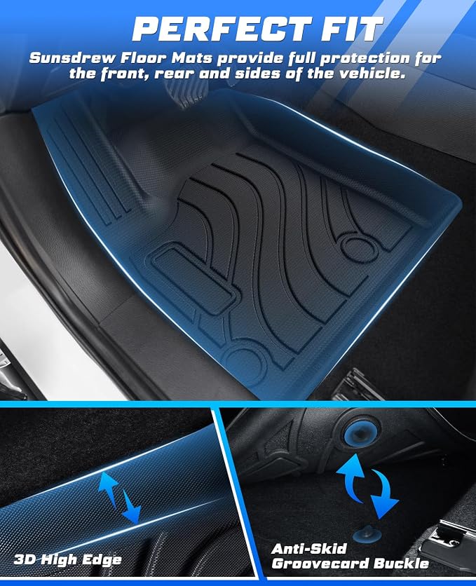 Sunsdrew Floor Mats for 2022-2026 Mitsubishi Outlander (Gas Only) | Not for Sport or PHEV, All Weather Protection Car Mats Accessories, Front Rear 2 Rows, TPE Rubber, Raised Edge - Image 3