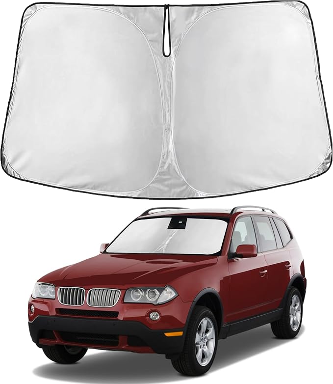 EcoNour Windshield Sunshade Compatible for BMW X3 2004-2007 2008 2009 2010 | Sun Visor for Front Windshield & Window Sun Shade Cover, UV Heat Blocker & Protector, Car Accessories by EcoNour
