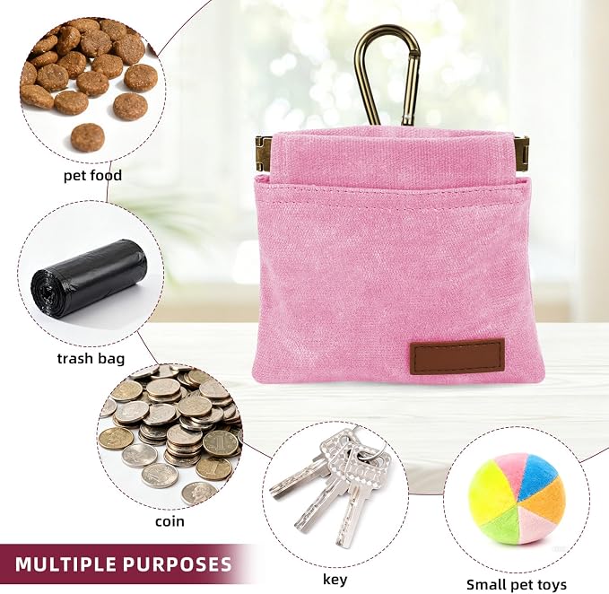 1 Pcs Pocket Pet Training Pouch,Dog Treat Pouch (Pink) | For Portable Pet Dog Walking Bag, Travel or Outdoor Use - Image 6