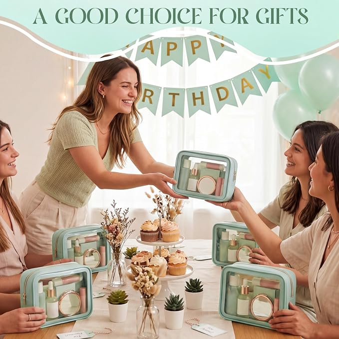 Hsei 6 Pcs Clear Makeup Bags Diaper Bag Organizer Travel Toiletry Bags with Zipper Clear Cosmetic Organizer Car Storage Pouch Bridesmaid Gift for Women Beach Vacation (Green) - Image 7