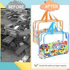 6 Color Large Toy Storage Bags with Labels, Reusable Clear PVC Board Game Storage, Travel Waterproof Organizer Bags with Zipper for Building Blocks, Puzzle, Kids Books - Image 6