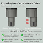 Car Cup Holder Expander Adapter for Large Water Bottles - [Patented & Upgraded] - Holds: Hydro-Flask, Yeti, Nalgene, Owala, 32-40oz - Adjustable Expandable Insert Extender - Universal (Gray) - Image 5