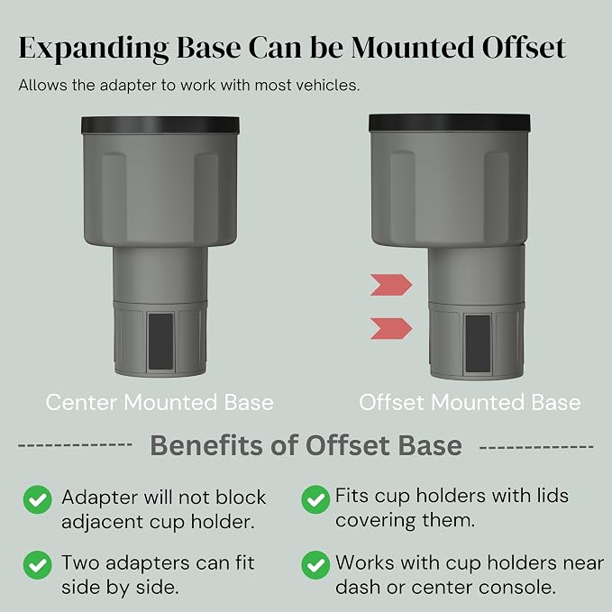 Car Cup Holder Expander Adapter for Large Water Bottles - [Patented & Upgraded] - Holds: Hydro-Flask, Yeti, Nalgene, Owala, 32-40oz - Adjustable Expandable Insert Extender - Universal (Gray) - Image 5