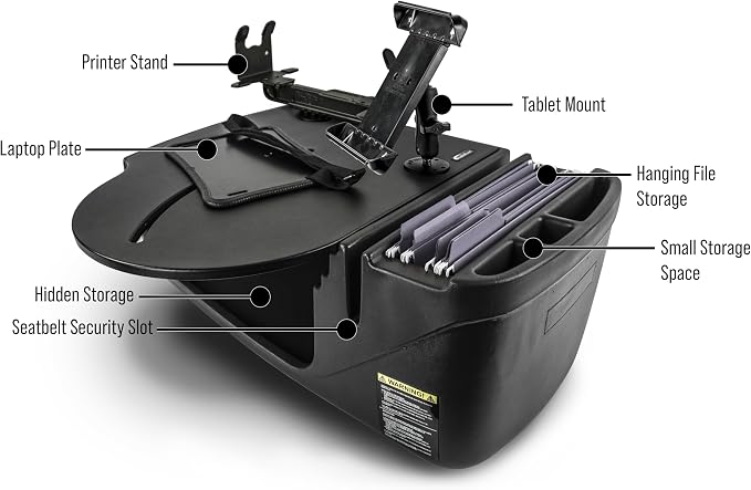 AutoExec AE-RMCD-PS-TAB-BT Roadmaster Car Desk for Your Vehicle Workstation and Mobile Office, Black with Printer Stand and Tablet Mount | Vehicle Workstation, Mobile Office, Printer Stand, Tablet Mount - Image 3