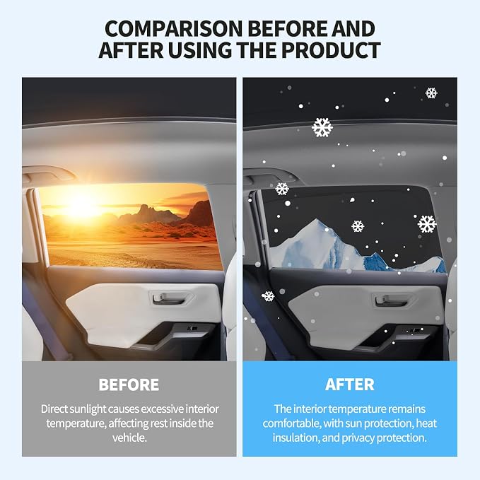 2 PCS Car Rear Side Window Shades for 2026 Toyota RAV4 Accessories | Sun Shades with Breathable Mesh, UV & Heat Blocking Privacy Covers for Baby, Travel, Camping - Image 4