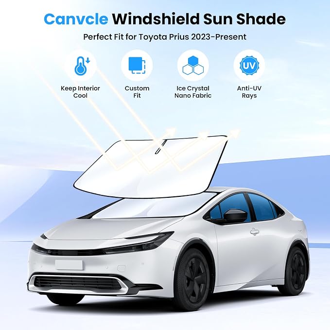 Canvcle Windshield Sun Shade for Toyota Prius 2023-2025 2026 Accessories Upgraded Double-Layer Front Window Sunshade Cover Sun Visor Protector Foldable Block UV Rays Keep Vehicle Cool - Image 2