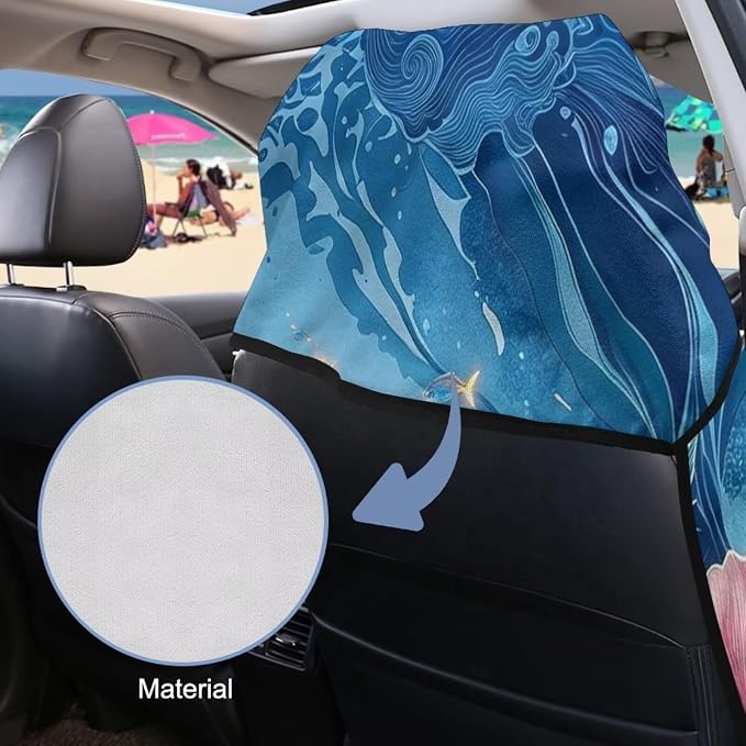 Sea Turtle Print Towels for Car Seats After Gym Hibiscus Jellyfish Print Car Seat Towel Covers Front Seats Universal Front Seat Covers for SUV Sedan Truck - Image 4