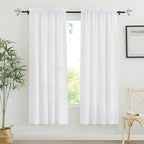 RYB HOME Linen Sheer Curtains 2 Panels for Living Room, Semi Transparent Privacy Drapes with Rod Pocket Farmhouse Style Window Treatments for Bedroom, White, 52" W x 72" L by RYBHOME