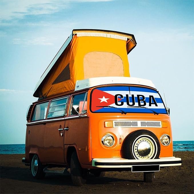 Cuba Flag Cuban Car Windshield Sun Shade Umbrella Bendable Handle Foldable Funny Cuban Flag Sunshade for Car Windshield Block UV Rays Keep Vehicle Cool for Sedans SUV Trucks Cars 57"x30" - Image 5