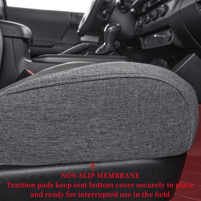 Custom Fit Seat Covers for 2016-2023 Toyota Tacoma Double Cab/Crew Cab SR,SR5,TRD Off Road,TRD Pro,TRD Sport,Limited,Fully Covered,UV Resistant Polyester Seat Protector (Full Set,Gray) - Image 2