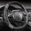 CAR PASS Line Rider Microfiber Leather Sporty Steering Wheel Cover Universal Fits for 95% Truck,SUV,Cars,14.5-15inch Anti-Slip Safety Comfortable Desgin (Black-Gray) by CARPASS