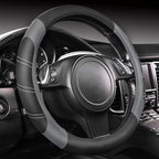 CAR PASS Line Rider Microfiber Leather Sporty Steering Wheel Cover Universal Fits for 95% Truck,SUV,Cars,14.5-15inch Anti-Slip Safety Comfortable Desgin (Black-Gray) by CARPASS