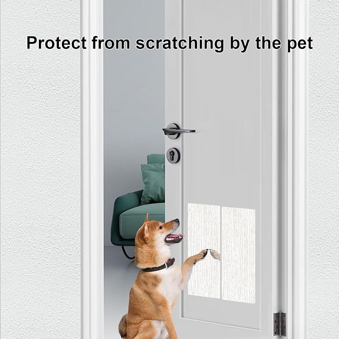 Dog Door Protector from Scratching, Steel Guard, White Oak Woodgrain 8"x16" | Prevents Claw Marks & Scuffs, Smooth Rounded Corners, Self-Adhesive Install, Anti-Scratch Kick Plate, 2 Pcs - Image 4