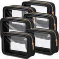 Hsei 6 Pcs Clear Makeup Bags Diaper Bag Organizer Travel Toiletry Bags with Zipper Clear Cosmetic Organizer Car Storage Pouch Bridesmaid Gift for Women Beach Vacation (Black) by Hsei