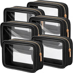 Hsei 6 Pcs Clear Makeup Bags Diaper Bag Organizer Travel Toiletry Bags with Zipper Clear Cosmetic Organizer Car Storage Pouch Bridesmaid Gift for Women Beach Vacation (Black) by Hsei