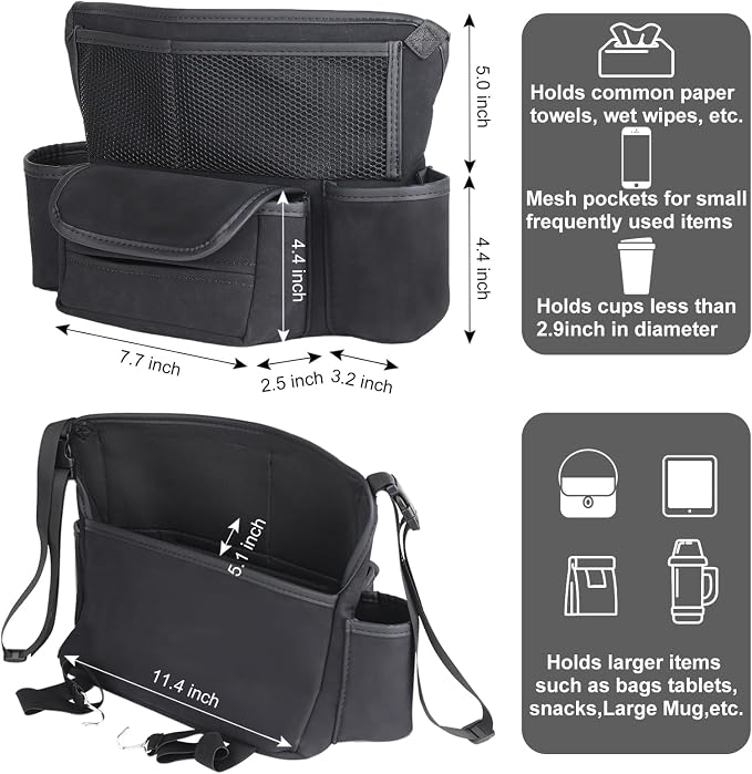 Car Handbag Holder Between Seats Suede Large Capacity Car Purse Holder Automotive Consoles, Fits Between Front Seats, Holds Wallet, Phone & Essentials (Black) - Image 2