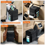 Lifewit Car Trash Can with Lid, Garbage Bag Hanging, Trash Bin, 2 Gallon | Leakproof, Waterproof, Tissue Holder, Adjustable Straps, Magnetic Snaps, Automotive Interior Accessories, Black - Image 8