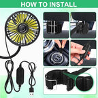 Glooglitter 2 Pcs Car Fan USB for Rear Seat Passenger Portable Headrest 360 Degree Rotatable 3 Speed 12v/ 24v Automobile Ventilation Fan with Clip for SUV Backseat, RV, Vehicles(Practical,Black) - Image 4