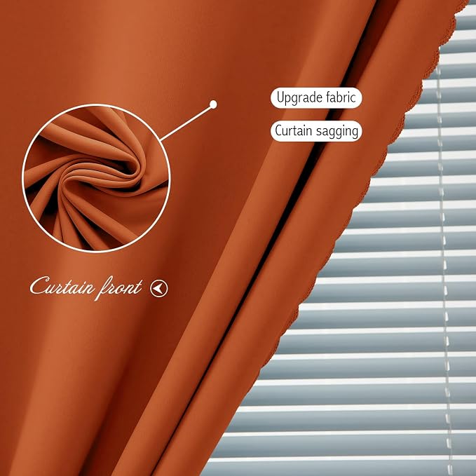 Self Adhesive Curtains Portable Blackout Curtain Simple and Easy to Install Bedroom Window Thermal Lnsulated Kitchen Room Darkening Black Small Drapes, 35" W X 79" L, Orange, 1 Panel - Image 6