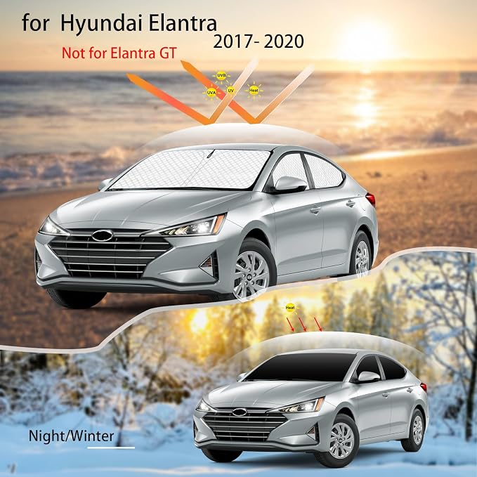 KMF 6pcs Thicken Sun Shades Custom for Hyundai Elantra Sedan 2017-2020 Accessories,Full Car Window Covers Sunshade for Windshield Side Rear, UV Blocking and Blackout Privacy Camping Outdoor - Image 6