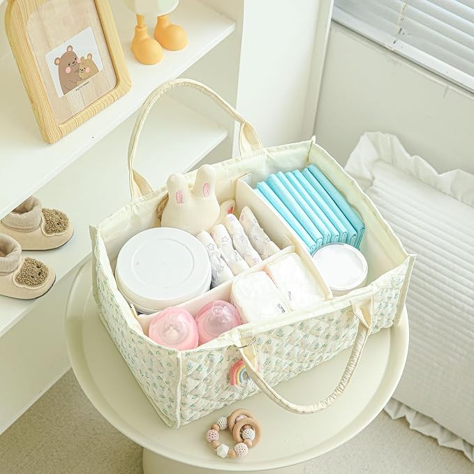 Diaper Caddy Organizer,Cute Floral Nursery Storage Basket,Soft Portable Changing Table Car Caddy Organizer Gift (Blue Floral) - Image 2